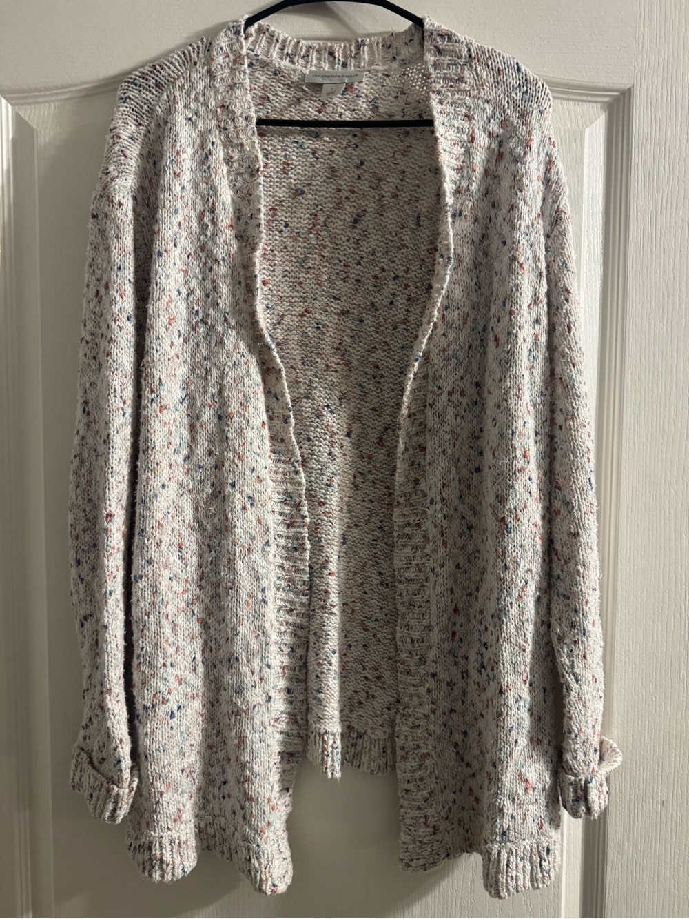 Christopher & Banks Cream Speckled Open-Front Cardigan